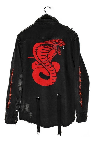 Chaqueta Vaquera Hombres De Moda Viper Demon Estampado