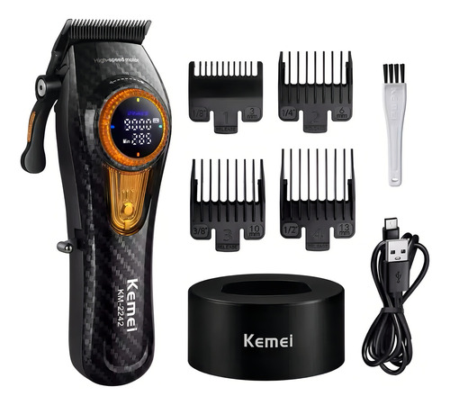 Máquina de corte USB Power Clipper profissional Kemei Km-2242, cor preta