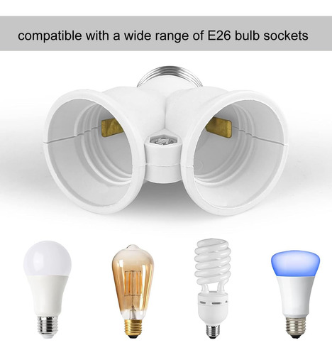 Adaptador Divisor De Enchufe E26 2 En 1 Para Lámparas