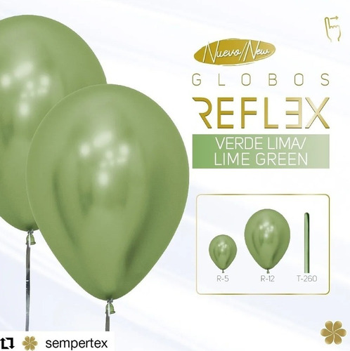 Globos R-5 Reflex (cromado) Verde Lima - Sempertex X50
