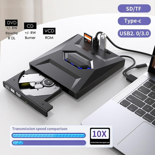 Grabador Dvd/cd Externo Lector Usb Type C Con Sd/tf Puerto