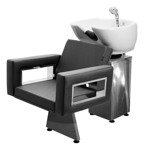 Lavatório Salão De Beleza Porcelana Moderna Inox Base Inox