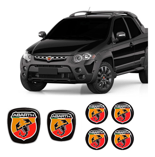 Kit 6 Adesivos Emblemas Abarth Fiat Strada 2006 Até 2020