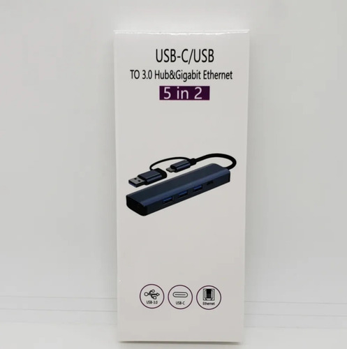 Hub Dock Adaptador Usb-c Usb-a 5 En 2 Compatible Con Mac Pc