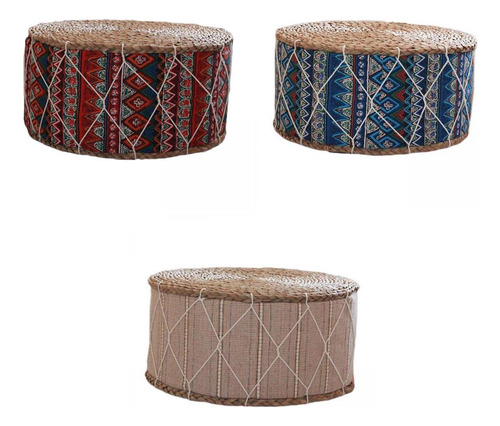 12 \ Paja Tatami Futón Cojín 3 Piezas De Color Mezclado 2
