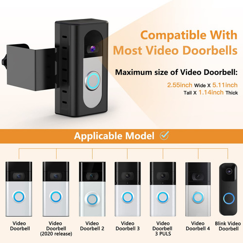 Soporte De Timbre De Video Qibox Compatible Con Ring Blink Negro