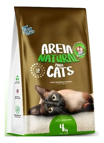 Areia Higiênica Natural Biodegradável Gatos Tiger Cats 4kg