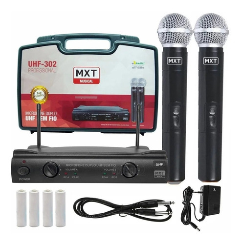 Microfone S/ Fio Profissional Duplo C/ Maleta Mxt Alcance 40