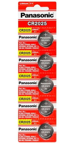 Kit 1 Cartela Bateria Panasonic Cr2025 3v 5 Unidades