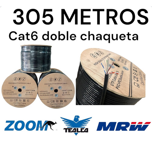 Bobina De Cable Utp 305 Metros Gnz Intemperie Cat6 Cca