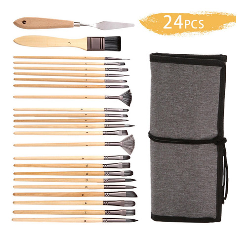 24 Pinceles De Pintura Profesional, Juego De Pinceles De