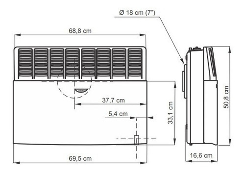 Imagen 3 de 5 de Calefactor A Gas Eskabe Tb 4800kcal/h S21 Tb5 Digiya