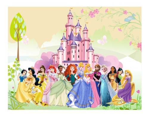 Papel De Parede Adesivo Princesas Jardim Disney 17m2