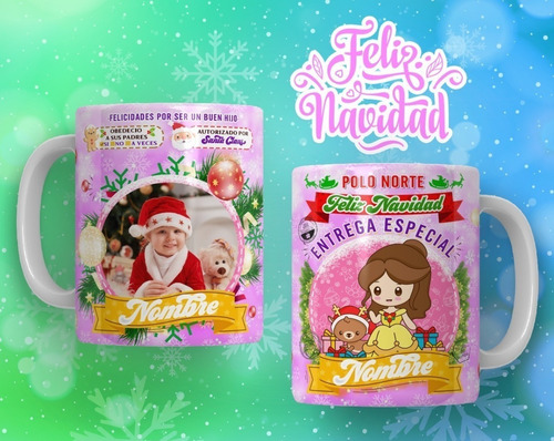 Taza Personalizada 6 Recuerdos Navidad Santa Claus