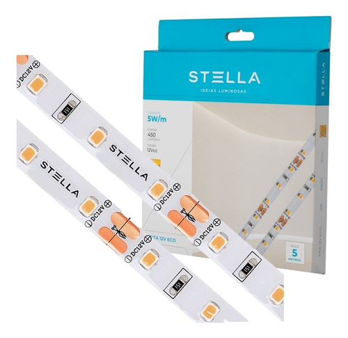 Fita Eco Led 5w/m Stella Rolo 5m 350 Lumens/m Sth7804/27 Luz Branco Quente 2700k