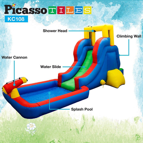 Picassotiles Kc108 Piscina Tobogan Inflable Escalador Cañon