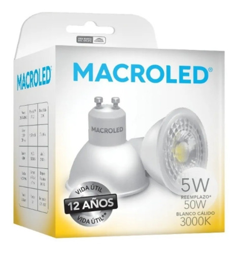 10 Dicroicas Led 5w Macroled Pvc Gu10 220v Luz Fría O Cálida