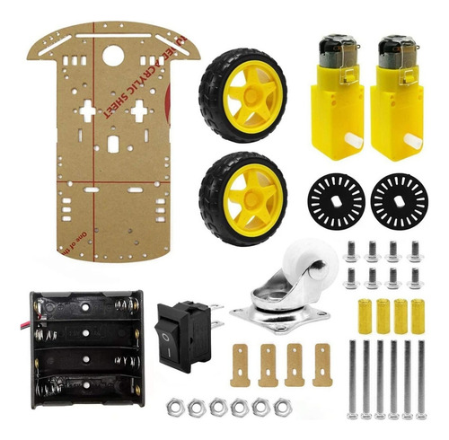 Kit Chasis Plástico 2wd Robótica Para Arduino Raspberry