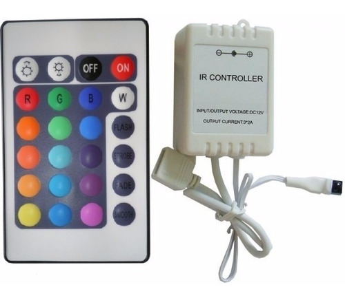 Controlador+controle 24 Teclas Para Fita Led Rgb 5050 E 3528