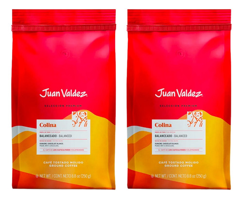2 Pack Cafe Tostado Y Molido Colina Juan Valdez 250 Grs
