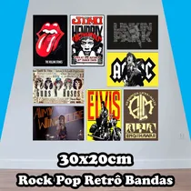 Comprar Kit Com 5 Placas Decorativas Rock Pop Retrô Bandas 20x30cm
