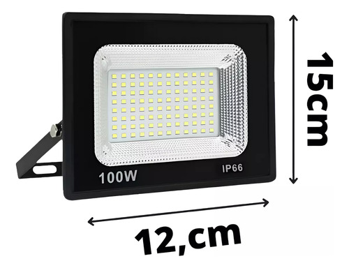 Refletor Led 100w Branco Frio Kit C5 Holofote Ip66 Bivolt Preto Branco-frio