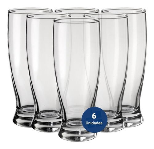 Set X 6 Vaso Vidrio Rigolleau Amsterdam Pinta Cerveza 325ml Color Transparente