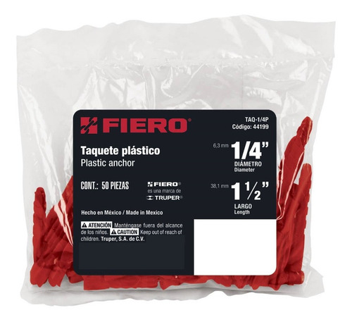 Pija 8 X 1 Galvanizada Cruz Plano Taquete Rojo 1/4 (5000jgo)