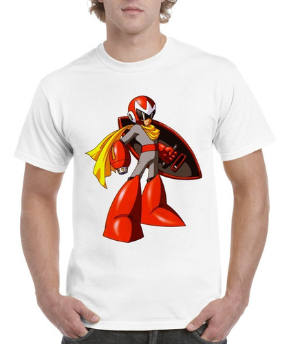 Camisas Para Hombre Blancas Megaman Gamer Diseños Escudo