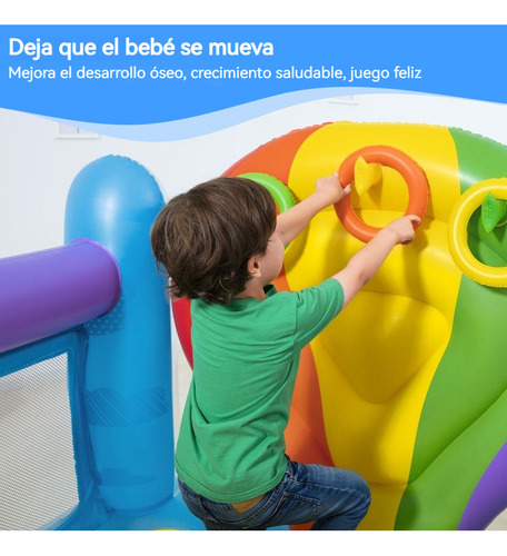 Trampolín Para Niños Inflable De Castillo Colorido Con Bomba Azul