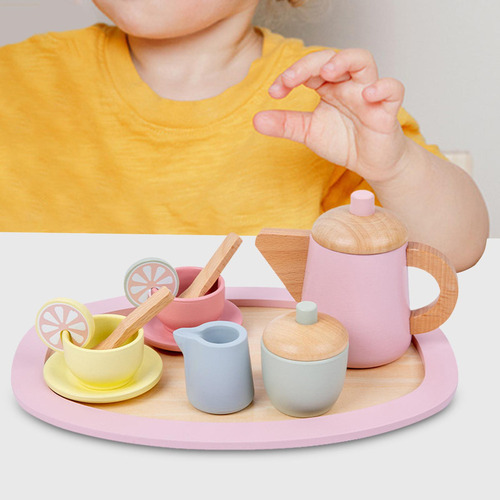 Yi Taza Y Plato De Madera For Cocinas De Juguete, Para