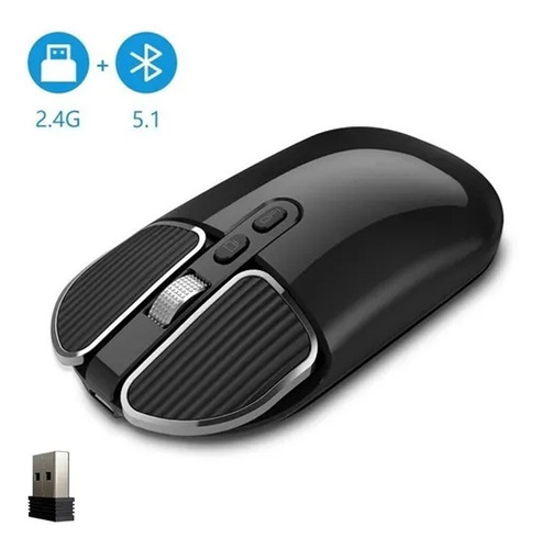 Imagen 1 de 7 de Ratón Inalámbrico Silencioso Usb Recargable Bluetooth Mouse
