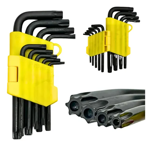 comprar Jogo 9 Chaves Torx Tipo L Com Furo Guia - Tamanhos T10 A T50