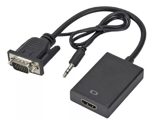 Cable Adaptador Vga A Hdmi Full Hd + Entrada Auxiliar