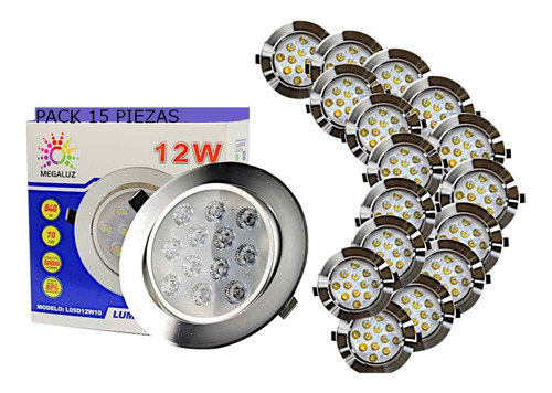 Plafon Led 12w Spot Dirigible Empotrado Paquete 15 Piezas