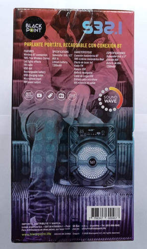 Parlante Portatil S32.1 Luces Led Bluetooth Radio Blackpoint
