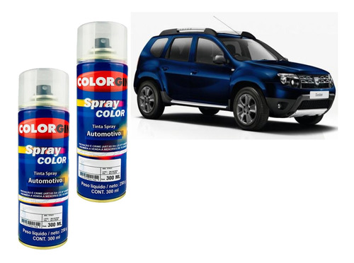 Tinta Spray Automotivo Azul Iron Renault + Verniz 300ml+lixa