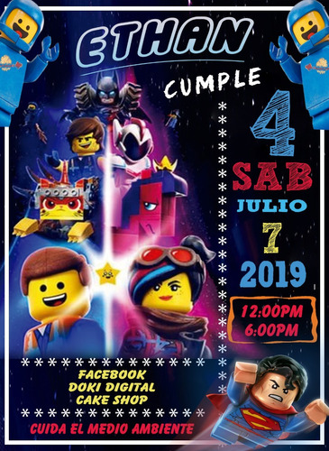 Invitacion Digital Imprimible Lego La Pelicula/ Lego Movie