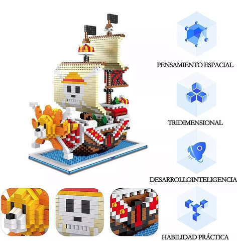 Bloques Luffy Armables 3d De Barco Pirata Rompecabezas 3d De