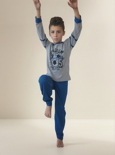 Pijama De Nene Niño Manga Larga Futbol Invierno Algodón