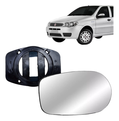 Lente Espelho Retrovisor Com Placa Palio 2001 A 2009 2010