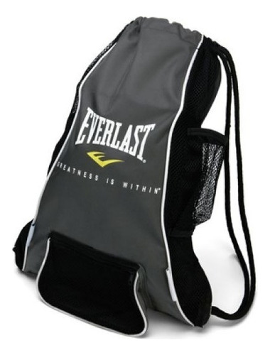 Bolso Morral Everlast Porta Guantes 420d Color Negro-gris Diseño De La Tela Rayado