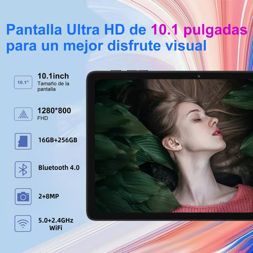 Tablet 10.1'' Android 16gb+256gb 5g Wifi Tablets Con Teclado Azul Claro