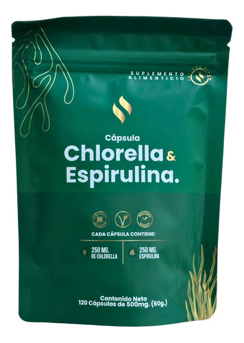 Chlorella & Espirulina 120 Cápsulas De 500mg Raíces Verdes 
