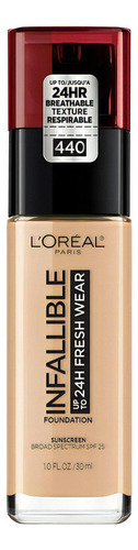 Base de maquillaje L'Oréal Paris Infallible Fresh Liquid Foundation Fresh Liquid Foundation tone 440 rosa natural, 30 ml