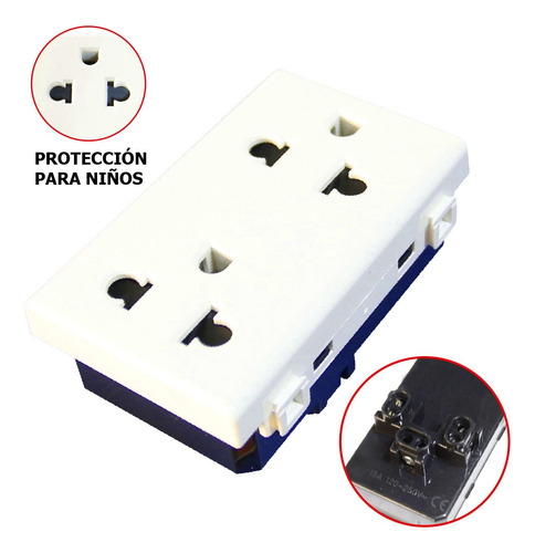 Dado Toma Doble Universal C/línea Tierra 15a C/protección