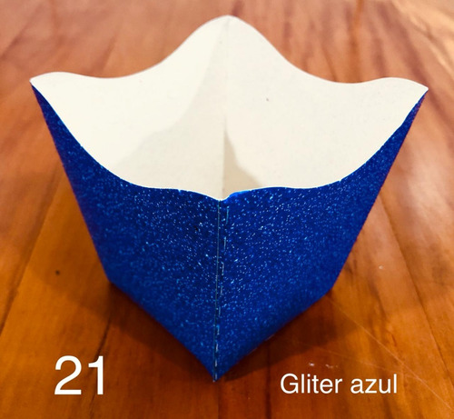 50 Cachepô De Papel Para Festa Imitação De Glitter Azul