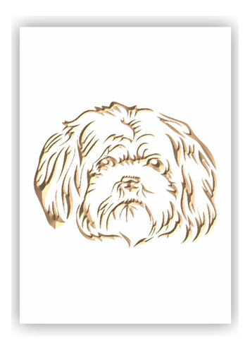 Quadro Entalhado Em Madeira M - Shih Tzu