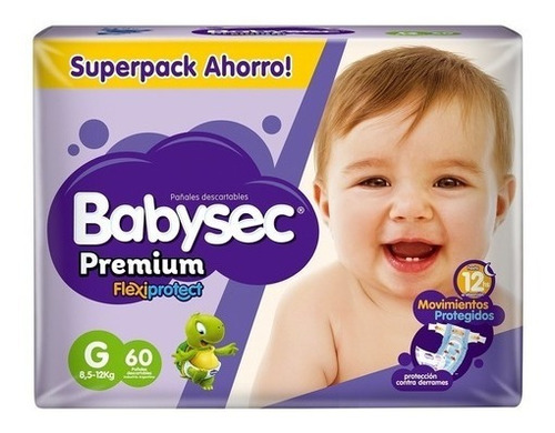 Pañales Babysec Premium Flexiprotect  G 60 u 