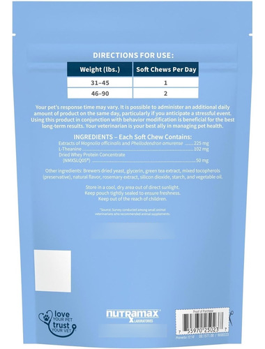 Solliquin Calmante Para Perros Nutramax 75 Soft Chews